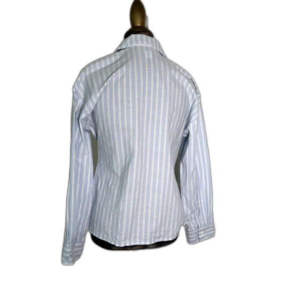 Anthropologie White & Blue Striped Button Down Shirt Women’s Small Workwear - Picture 5 of 8